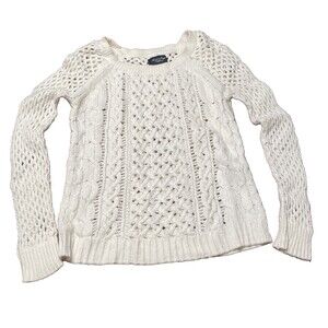 American Eagle Women's Cream Cable Knit Sweater Size XS Loose Knit Soft Irish